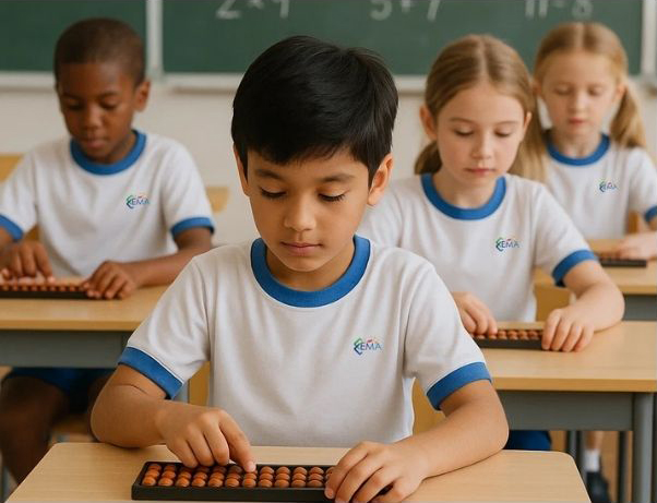 Children using abacus